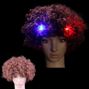 Paryk med LED lys - kr�llet brun