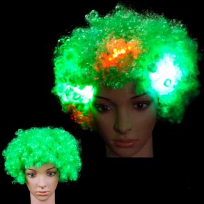 Paryk med LED lys - kr�llet gr�n