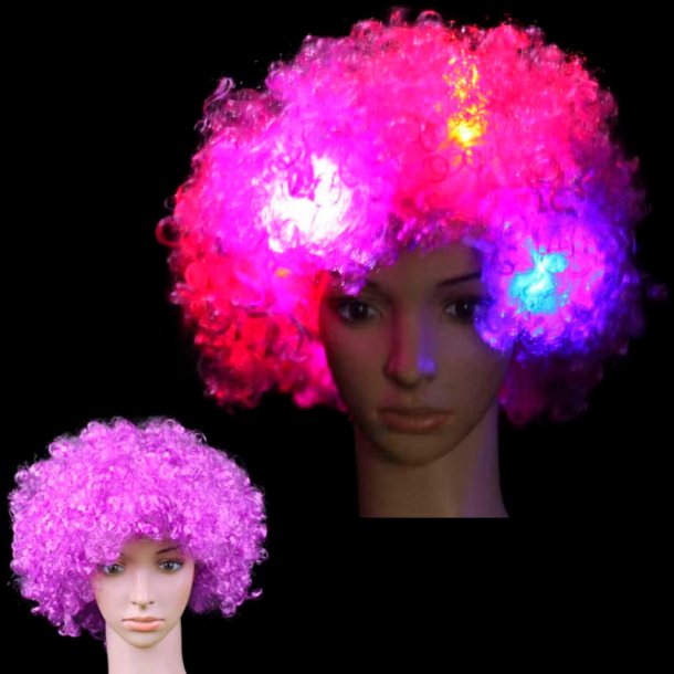 Paryk med LED lys - kr�llet lilla