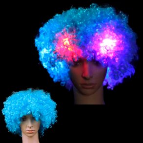 Paryk med LED lys - kr�llet lysebl�