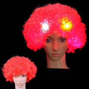 Paryk med LED lys - kr�llet r�d