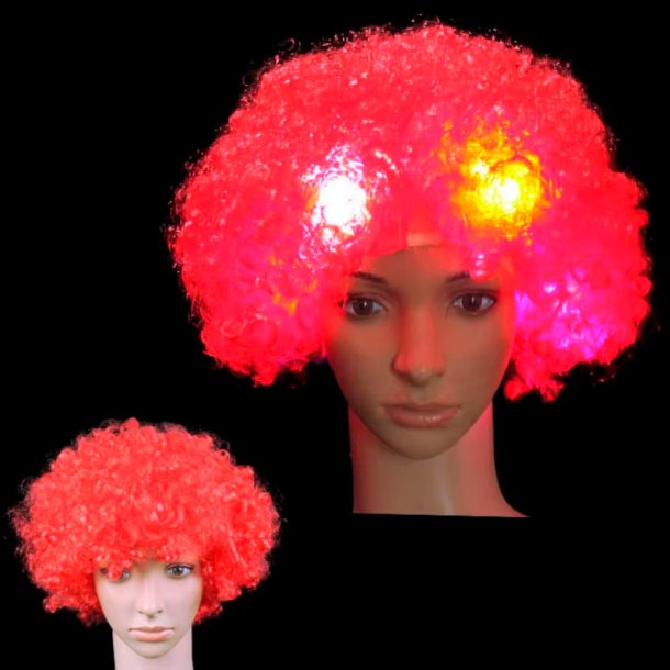 Paryk med LED lys - kr�llet r�d