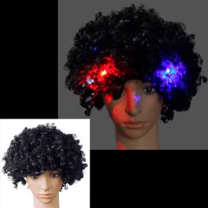 Paryk med LED lys - kr�llet sort