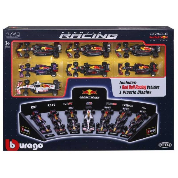 Burago F1 Red Bull Racing deluxe presentset 1:43 med display