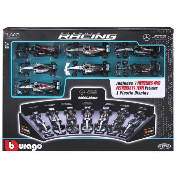 Burago F1 Mercedes AMG deluxe presentset 1:43 med display