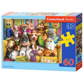 Castorland puslespil med en glad dyrefamilie - 60 brikker