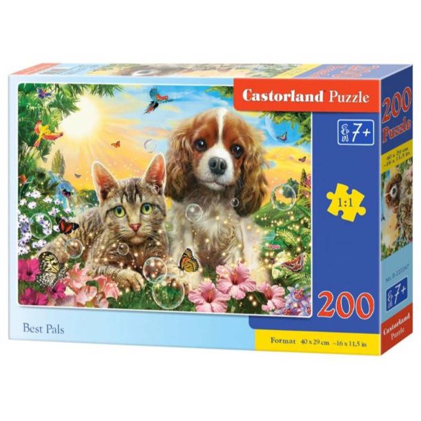 Castorland puslespil med hund og kat - 200 brikker
