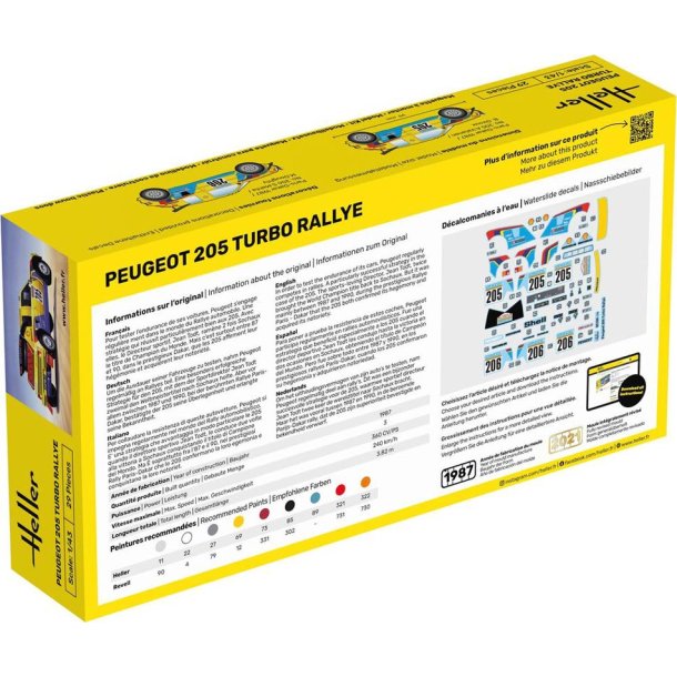 Heller Peugeot 205 Turbo rally modelbil start kit - 1:43
