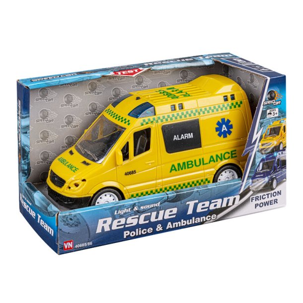 Speed Ambulance med Lys og Lyd Friktion 17 cm