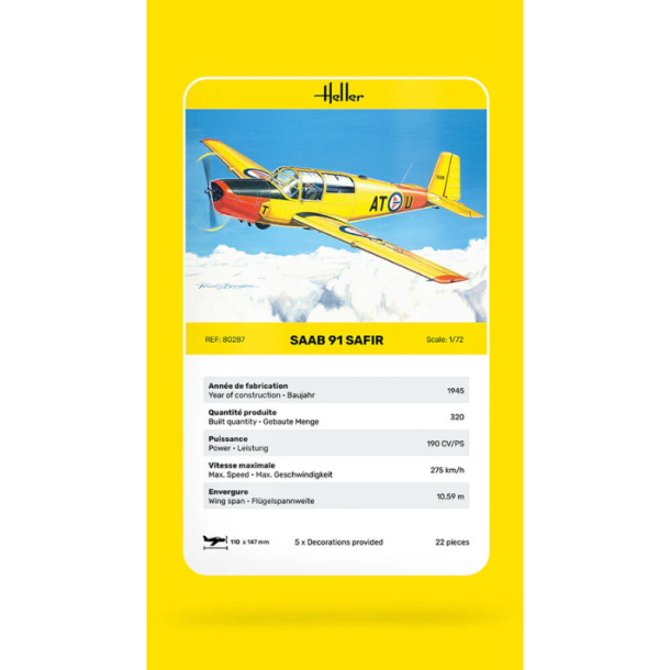 Heller SAAB 91 Safir � Flymodel 1:72
