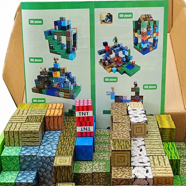 WOOPIE Magnetiskt Byggset - 3D Minecraft Klossar, 63 delar