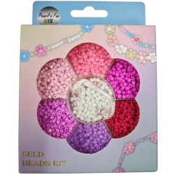 Pearl n Fun Glasperlemix 90g pink/lilla/hvid + elastik