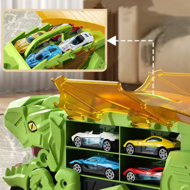 Dinosaur Lastbil med 12 biler og udfoldelig rutsjebane