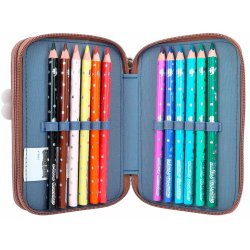 Dino World dubbel pennfodral med innehll - Brun