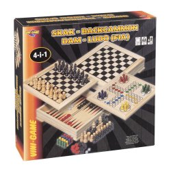 4-i-1 Trspil  Skak, Backgammon, Dam og Ludo