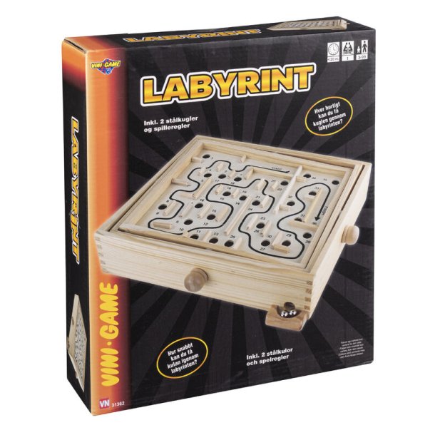 Labyrintspil 30x26 cm  klassisk trspil med stlkugler