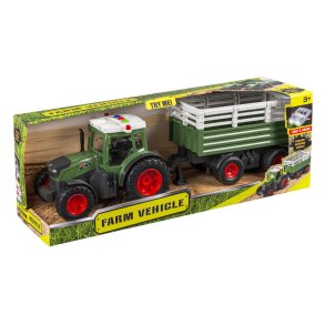 Traktor med anhnger  lys, lyd og friktion, 42 cm