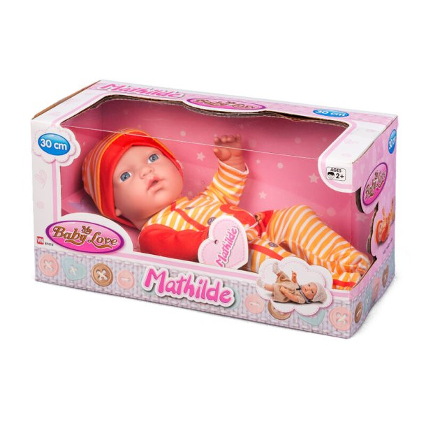 My Baby Love Mathilde dukke 30 cm  stribet dragt &amp; rd hue