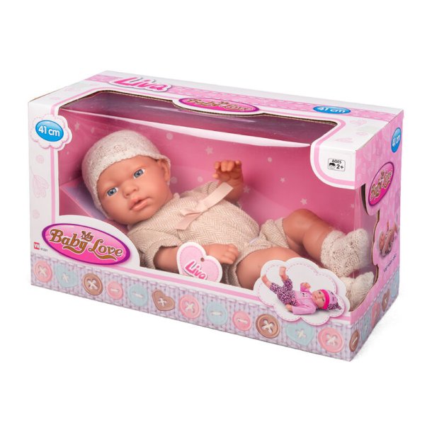 My Baby Love Liva dukke 41 cm  beige sparkedragt &amp; hue