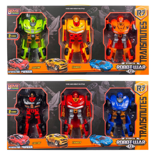 Transrobot St  3 Store Robotter der Bliver til Biler assorteret