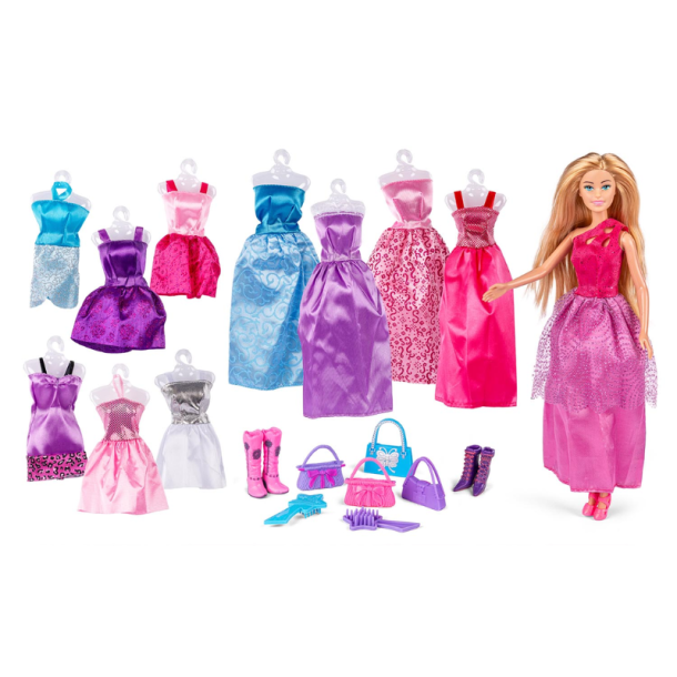 Judith Fashion dukke 29 cm  11 kjoler &amp; tilbehr