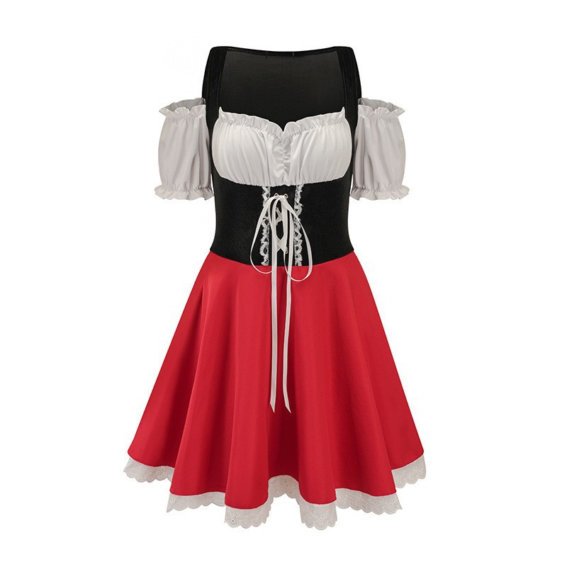 Tyrolerkjole / Dirndl Rød - Oktoberfest Kostume XX-Large