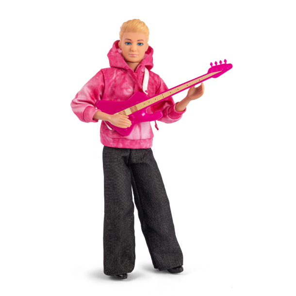J-Rock Jack med Pink Guitar � 29 cm Bev�gelig Dukke