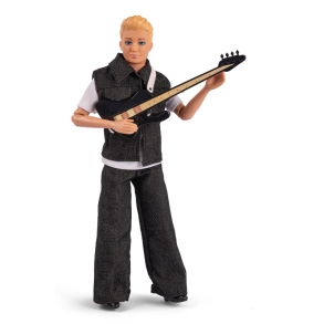 J-Rock Jack med Sort Guitar � 29 cm Bev�gelig Dukke