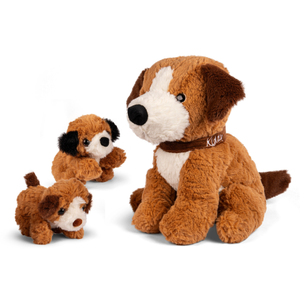 Kiddy Gravid Hundgosedjur med 2 Valpar 32 cm