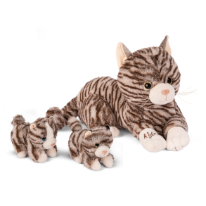 Kiddy Gravid Kattgosedjur med 2 Kattungar 40 cm