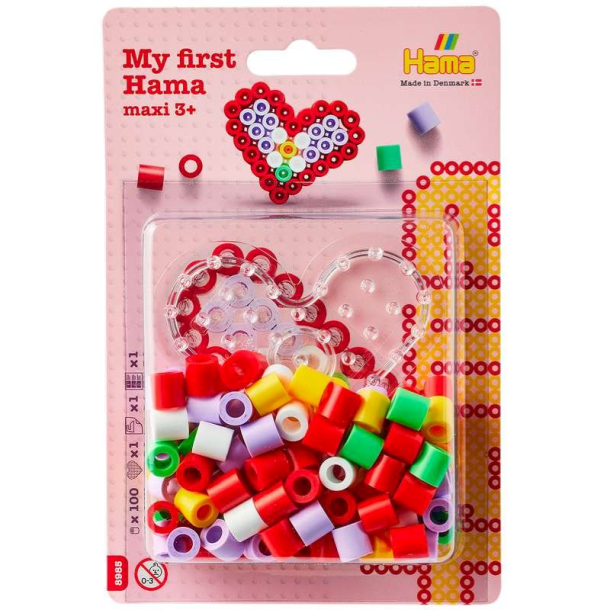Hama maxi perler &amp; plade hjerte � lille blister