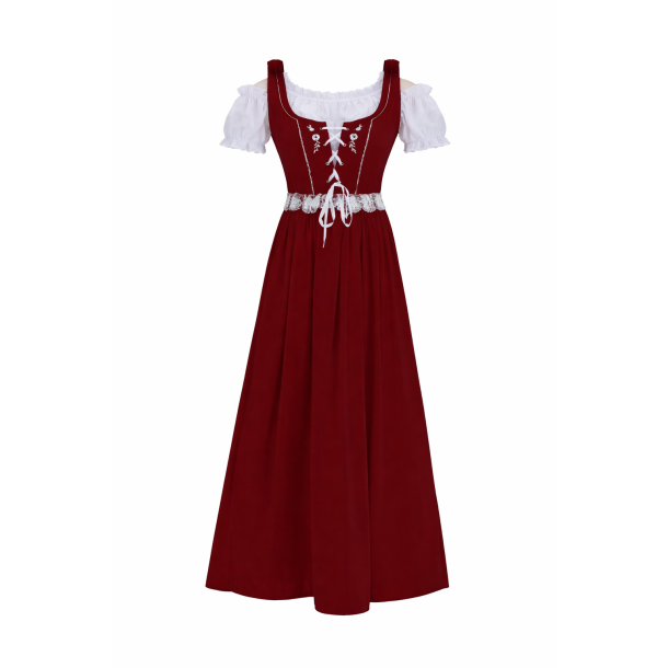 Tyrolerkjole / Dirndl R�d Lang � Oktoberfest Kjole  (47 tegn)