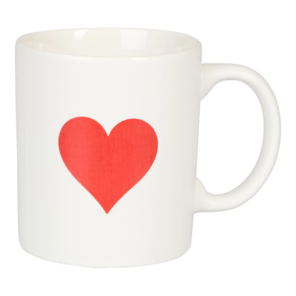 Hvidt krus med hjerte � Keramisk kaffekrus 