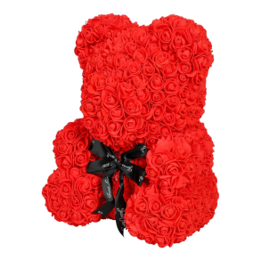 Rosenbamse 40cm af kunstige roser � Romantisk gave i �ske