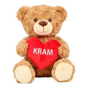 T-bear med �KRAM� � Bl�d bamse med hjerte