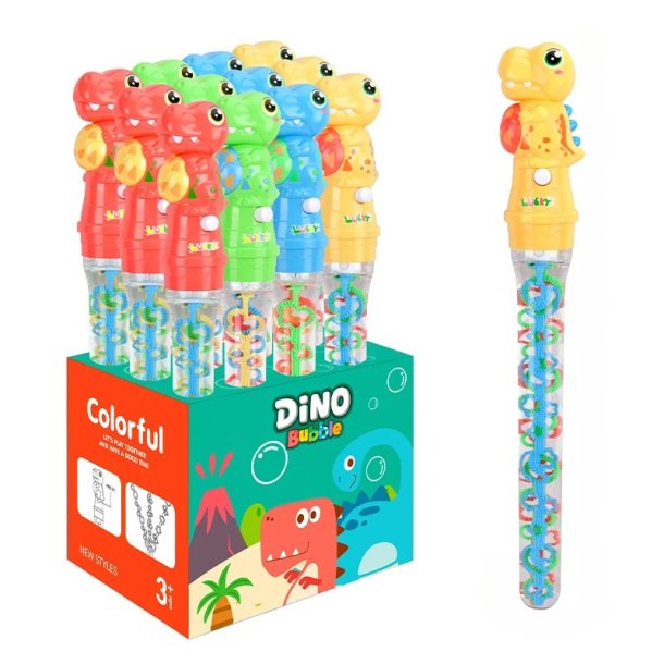 Farverig Dino Sæbeboblepind – Dinosaurusdesign