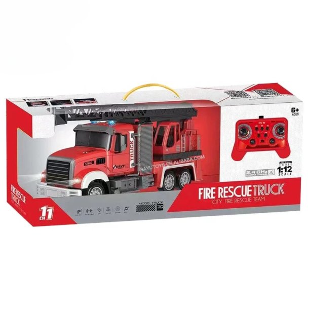 Fjernstyret Brandbil 1:12  Fire Rescue Truck med Lys &amp; Lyd