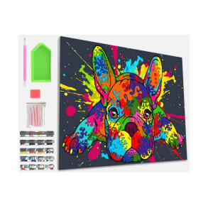 Diamantkonst p duk 30x40cm, bulldogg