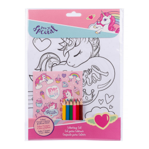 Enhjrning farvelgningsst med blyanter