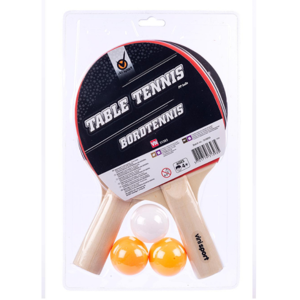 Bordtennisst  2 bat og 3 bolde