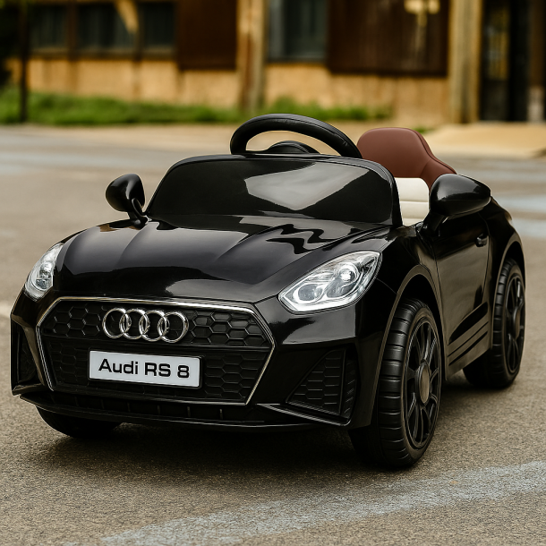 Audi RS Elbil til Brn - Sort Cabriolet 6V med Lyd &amp; Lys
