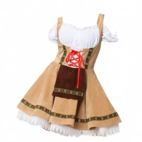 Off-shoulder tyrolerkjole i fljl og blonder - Str. S-4XL