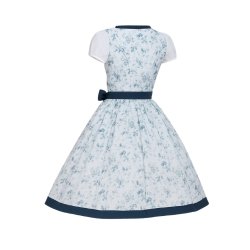 Blomstret tyrolerkjole med mrkebl detaljer