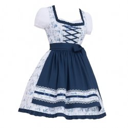 Blomstret tyrolerkjole med mrkebl detaljer