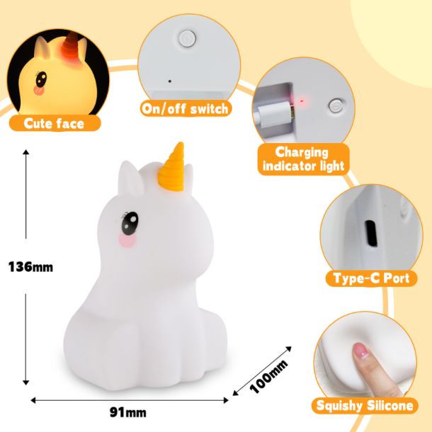 Unicorn / Enhj�rninge LED natlampe med fjernbetjening