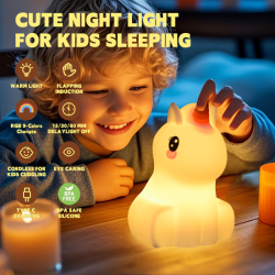 Unicorn / Enhj�rninge LED natlampe med fjernbetjening