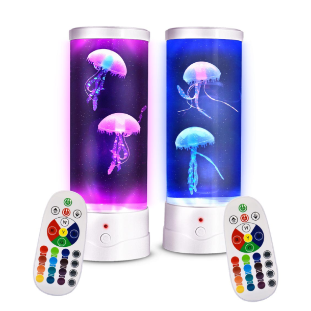 Jellyfish Lampe m/ LED og fjernbetjening  28,5 cm