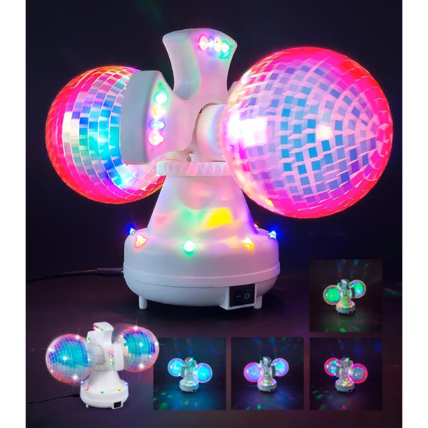 Twin Spejlkugle  roterende regnbue LED-lys