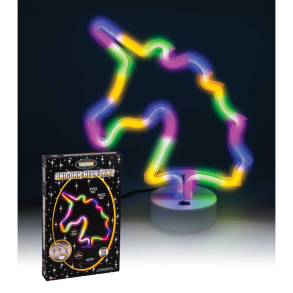 Enhj�rning LED Neon Lampe � regnbuefarvet 30 cm