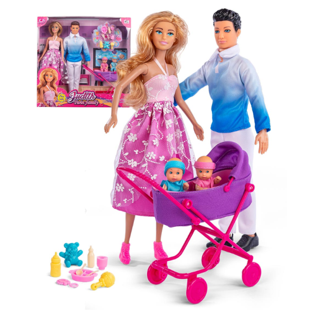 Judith og Jack med tvillinger